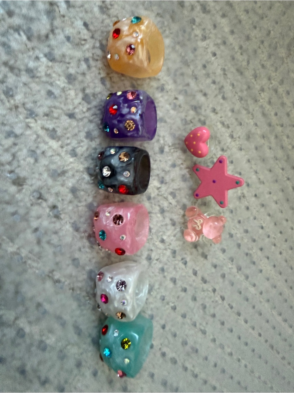 Multicolor Gemstone Bubble Rings - Set of 7 size 6/7